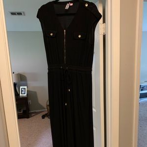 Adorable drawstring Soho jumpsuit with gold accent